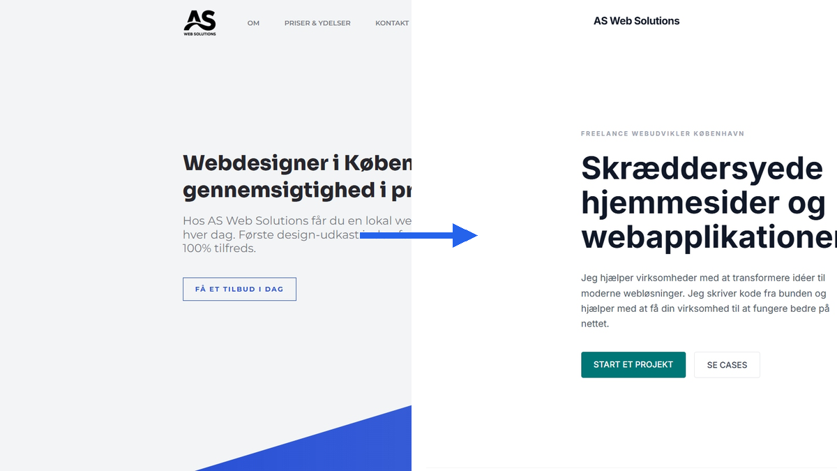 SEO-optimeret hjemmeside til AS Web Solutions bygget med moderne webteknologier